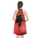 Dancing Couple On Red Background With Flowers And Hearts Halter Neckline Chiffon Dress  View2