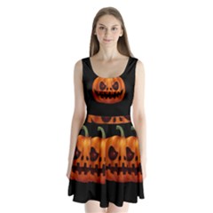 Halloween Pumpkin Split Back Mini Dress  by Valentinaart