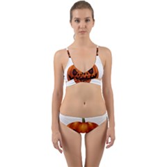 Halloween Pumpkin Wrap Around Bikini Set by Valentinaart