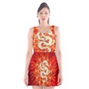 Wonderful Golden Dragon On Red Vintage Background Scoop Neck Skater Dress View1