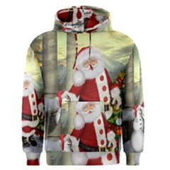 Sanata Claus With Snowman And Christmas Tree Men s Pullover Hoodie by FantasyWorld7