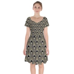 Art Deco Fan Pattern Short Sleeve Bardot Dress by NouveauDesign