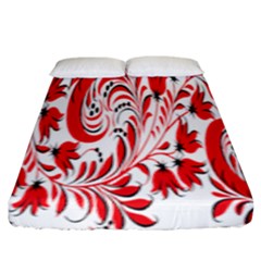 Red Flower Floral Leaf Fitted Sheet (king Size)