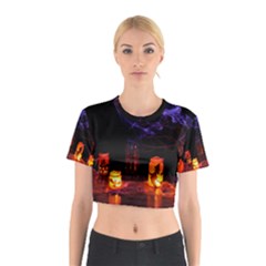 Awaiting Halloween Night Cotton Crop Top by gothicandhalloweenstore