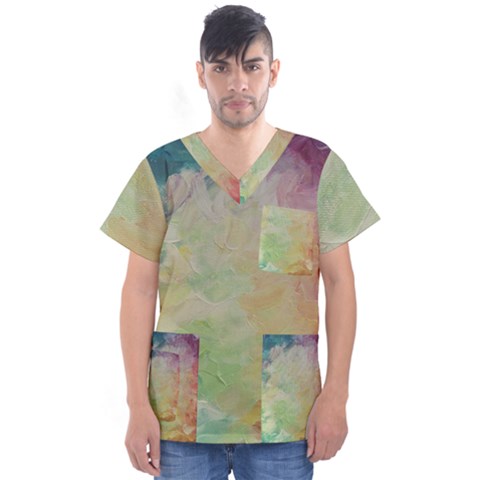 Painted Canvas                                  Men s V-neck Scrub Top by LalyLauraFLM