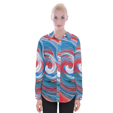 Red And Blue Rounds Womens Long Sleeve Shirt by berwies