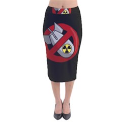 No Nuclear Weapons Velvet Midi Pencil Skirt by Valentinaart