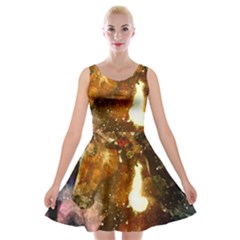 Wonderful Horse In Watercolors Velvet Skater Dress by FantasyWorld7