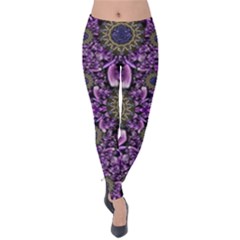 Flowers From Paradise In Fantasy Elegante Velvet Leggings by pepitasart