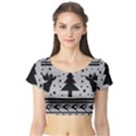 Ugly Christmas Sweater Short Sleeve Crop Top View1