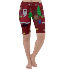 Ugly Christmas Sweater Cropped Leggings  by Valentinaart