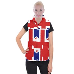 Union Jack Pencil Art Women s Button Up Puffer Vest by picsaspassion