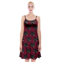 Face Cat Animals Red Spaghetti Strap Velvet Dress by Mariart