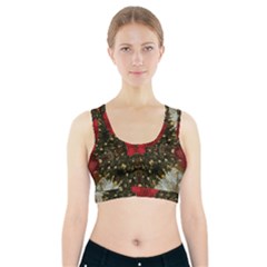 Christmas Wreath Stars Green Red Elegant Sports Bra With Pocket by yoursparklingshop