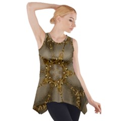 Golden Flower Star Floral Kaleidoscopic Design Side Drop Tank Tunic by yoursparklingshop