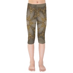 Golden Flower Star Floral Kaleidoscopic Design Kids  Capri Leggings  by yoursparklingshop