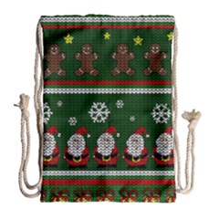 Ugly Christmas Sweater Drawstring Bag (large) by Valentinaart