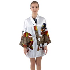 Thanksgiving Turkey  Long Sleeve Kimono Robe by Valentinaart