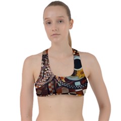 Midnight Never Ends, A Red Checkered Diner Fractal Criss Cross Racerback Sports Bra by jayaprime
