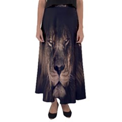 African Lion Mane Close Eyes Flared Maxi Skirt by Celenk