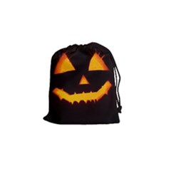 Pumpkin Helloween Face Autumn Drawstring Pouches (small)  by Celenk