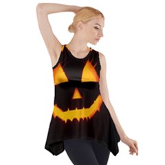 Pumpkin Helloween Face Autumn Side Drop Tank Tunic by Celenk