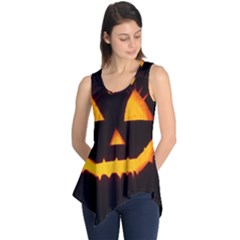 Pumpkin Helloween Face Autumn Sleeveless Tunic by Celenk