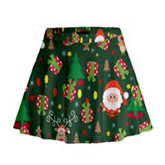 Santa And Rudolph Pattern Mini Flare Skirt by Valentinaart