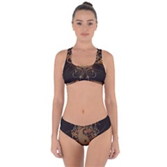 The Sign Ying And Yang With Floral Elements Criss Cross Bikini Set by FantasyWorld7