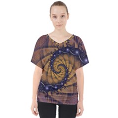 An Emperor Scorpion s 1001 Fractal Spiral Stingers V-neck Dolman Drape Top by jayaprime