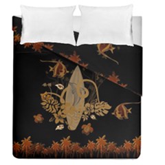 Hawaiian, Tropical Design With Surfboard Duvet Cover Double Side (queen Size) by FantasyWorld7