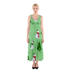 Snowman Pattern Sleeveless Maxi Dress by Valentinaart