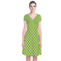 Pattern Short Sleeve Front Wrap Dress by gasi