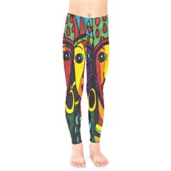 Ethnic Bold Bright Artistic Paper Kids  Legging by Celenk