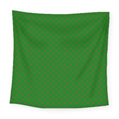 Mini Red Dots On Christmas Green Square Tapestry (large) by PodArtist