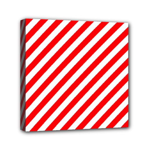 Christmas Red And White Candy Cane Stripes Mini Canvas 6  X 6  by PodArtist