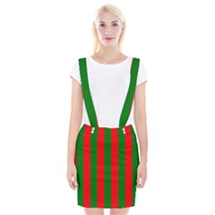 Wide Red And Green Christmas Cabana Stripes Braces Suspender Skirt by PodArtist