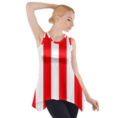 Wide Red And White Christmas Cabana Stripes Side Drop Tank Tunic by PodArtist