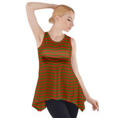 Christmas Red And Green Chevron Zig Zag Stripes Side Drop Tank Tunic by PodArtist