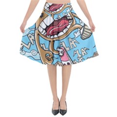 Illustration Characters Comics Draw Flared Midi Skirt by Celenk