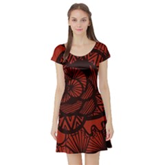 Background Abstract Red Black Short Sleeve Skater Dress by Celenk