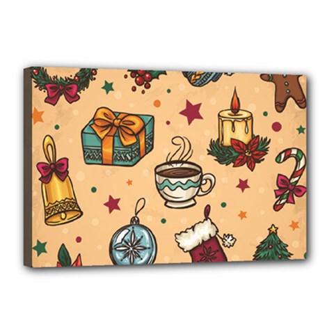 Cute Vintage Christmas Pattern Canvas 18  X 12  by allthingseveryone