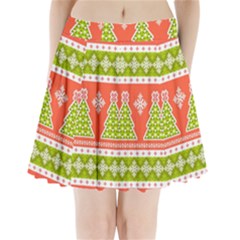 Christmas Tree Ugly Sweater Pattern Pleated Mini Skirt by allthingseveryone