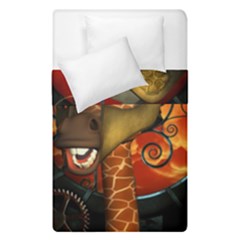 Funny Giraffe With Helmet Duvet Cover Double Side (single Size) by FantasyWorld7