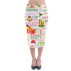 The Joys Of Christmas Velvet Midi Pencil Skirt by allthingseveryone