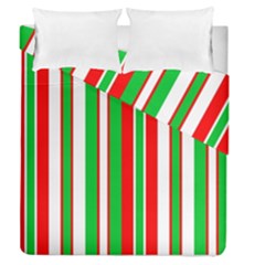 Christmas Holiday Stripes Red Duvet Cover Double Side (queen Size) by Celenk