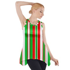 Christmas Holiday Stripes Red Side Drop Tank Tunic by Celenk