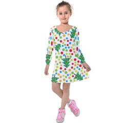 Pattern Circle Multi Color Kids  Long Sleeve Velvet Dress by Celenk