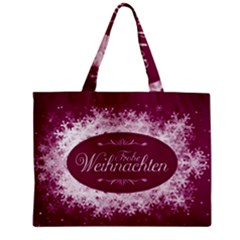 Christmas Card Red Snowflakes Zipper Mini Tote Bag by Celenk