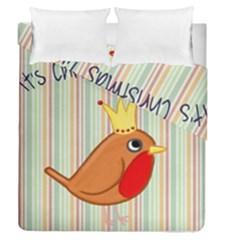 Bird Christmas Card Blue Modern Duvet Cover Double Side (queen Size) by Celenk